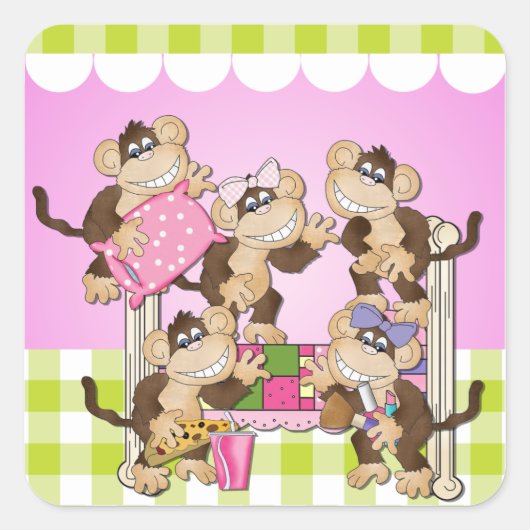 Kleine Apen Sleepover Stickers (Voorkant)