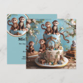 KLEINE APEN THEMA VERJAARDAGSTAART KAART (Voorkant / Achterkant)