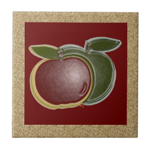 Kleine appels 3D (goud/veenbes) Tegeltje