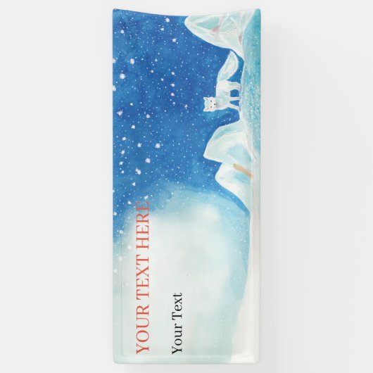 Kleine Arctic Fox Illustratie Aangepast Spandoek (Verticaal)