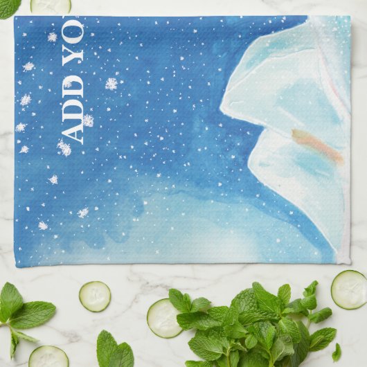 Kleine Arctic Fox Illustratie Gepersonaliseerd Theedoek (Gevouwen)