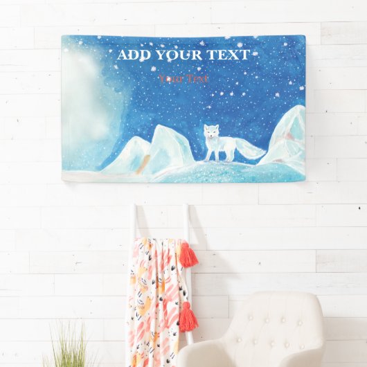 Kleine Arctic Fox Illustratie Spandoek (Insitu)