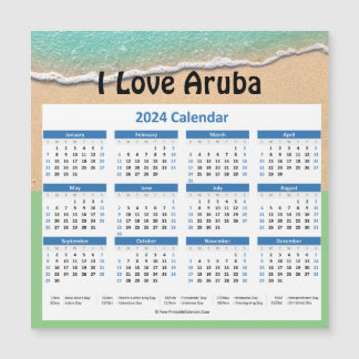 Kleine Aruba 2024 Jaarlijkse Magnetische Kalender