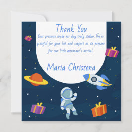 Kleine Astronaut Baby Borrel Bedankkaart