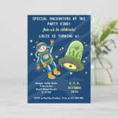 Kleine astronaut jongen dromen Verjaardagsfeestje Kaart (Staand voorkant)