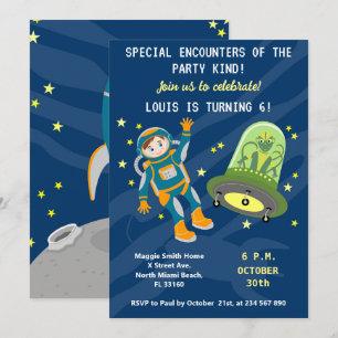 Kleine astronaut jongen dromen Verjaardagsfeestje Kaart