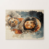 Kleine astronaut jongen en hond legpuzzel (Horizontaal)