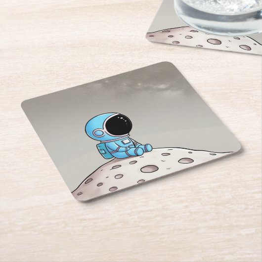 Kleine astronaut kartonnen onderzetters (Schuin)