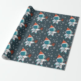Kleine Astronaut met Kerst Pet Cadeaupapier