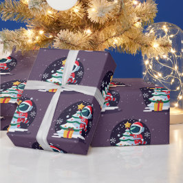 Kleine astronaut versieren kerstboom cadeaupapier