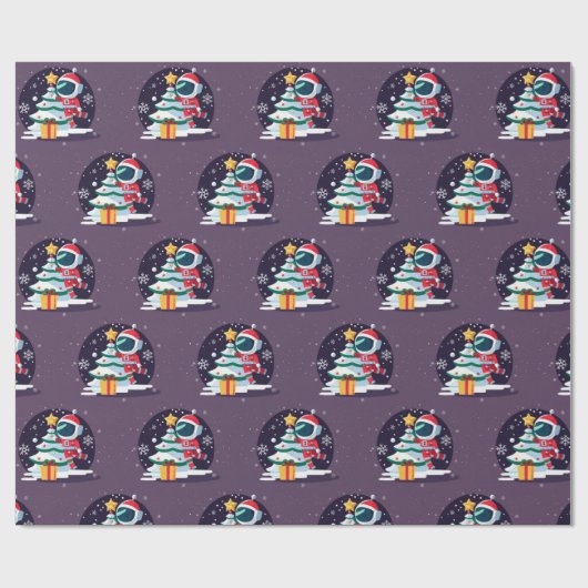 Kleine astronaut versieren kerstboom cadeaupapier (Vlak)