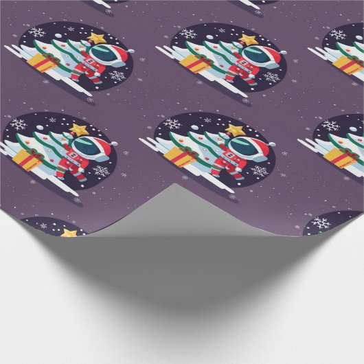 Kleine astronaut versieren kerstboom cadeaupapier (Hoek)