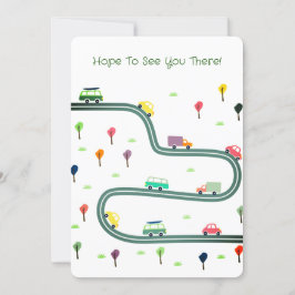 Kleine auto's die onderweg zijn kaart