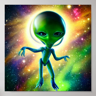 Kleine Baby Alien verloren in de ruimte Poster