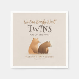 Kleine Baby Beren Twins Brown Baby shower Servet
