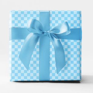 Kleine baby blauw geruit cadeaupapier