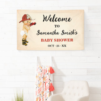 Kleine Baby brandweerman Welkomstbanner Baby showe Spandoek