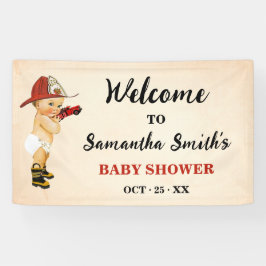 Kleine Baby brandweerman Welkomstbanner Baby showe Spandoek