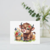  Kleine Baby Buffalo Waterverf Briefkaart (Staand voorkant)