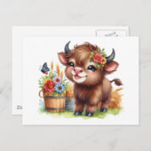  Kleine Baby Buffalo Waterverf Briefkaart (Voorkant / Achterkant)