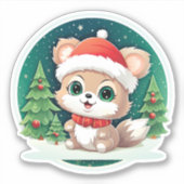Kleine Baby Dier Xmas Magic Sticker (Voorkant)