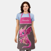 Kleine Baby Dragon Paarse roze Cartoon Kinderen Schort (Gedragen)