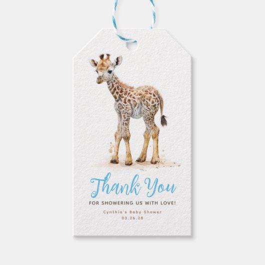 Kleine Baby Giraffe Dank je cadeau Labels Cadeaulabel (Voorkant)