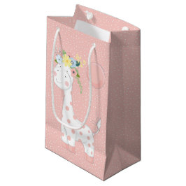 Kleine Baby Giraffe met bloemenkroon pastel roze Klein Cadeauzakje