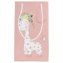 Kleine Baby Giraffe met bloemenkroon pastel roze Klein Cadeauzakje