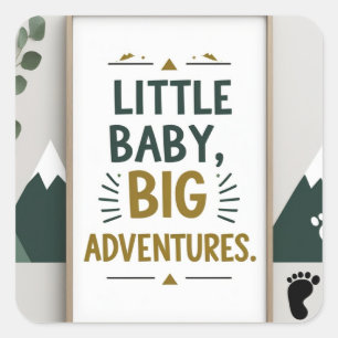 Kleine baby grote  vierkante sticker