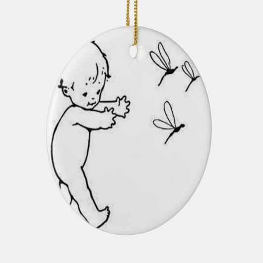 Kleine baby jasende libellen, schattig keramisch ornament (Rechts)