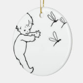 Kleine baby jasende libellen, schattig keramisch ornament (Links)