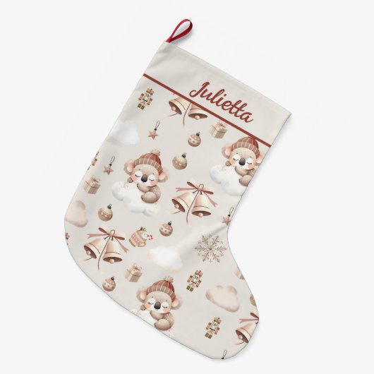 Kleine Baby Koala Schattige Boho kerstpatroon Grote Kerstsok (Voorkant (Hangend))