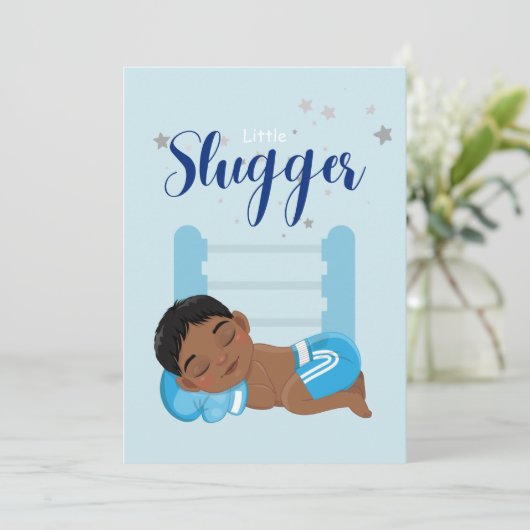 Kleine baby-koninkendenkaart voor slugger aankondiging (Staand voorkant)