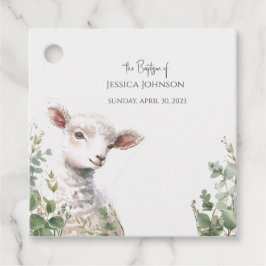 Kleine Baby Lamb en Eucalyptus doop Bedankjes Labels