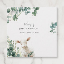 Kleine Baby Lamb en Eucalyptus doop Bedankjes Labels