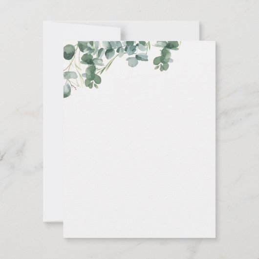 Kleine Baby Lamb en Eucalyptus doop Bedankkaart (Achterkant)