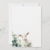 Kleine Baby Lamb en Eucalyptus doop Bedankkaart (Achterkant)