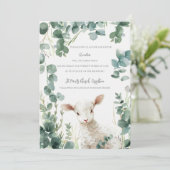 Kleine Baby Lamb en Eucalyptus doop Kaart (Staand voorkant)
