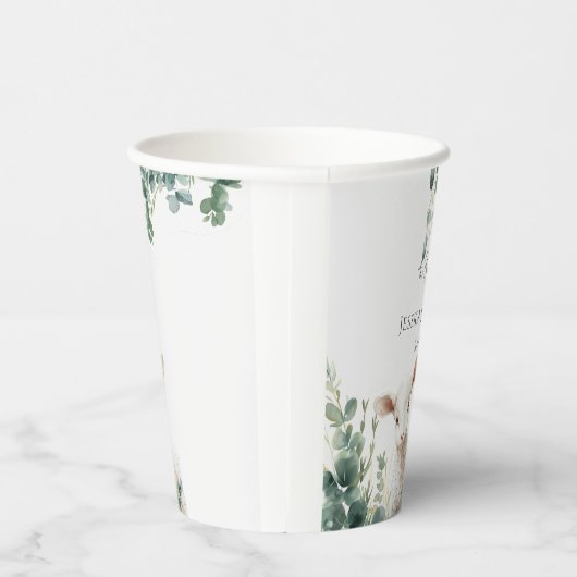 Kleine Baby Lamb en Eucalyptus doop Papieren Bekers (Rechts)