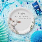 Kleine Baby Lamb en Eucalyptus doop Papieren Bordje (Feest)