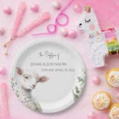 Kleine Baby Lamb en Eucalyptus doop Papieren Bordje (Feest)