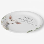 Kleine Baby Lamb en Eucalyptus doop Papieren Bordje (Gekanteld)
