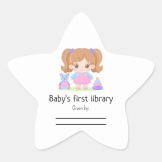 Kleine baby meisje - Baby's eerste bibliotheek Ster Sticker