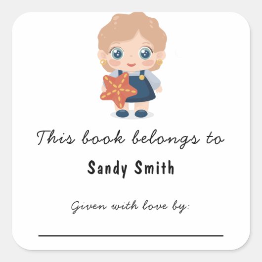 Kleine baby meisje - Dit boek hoort bij bericht Vierkante Sticker (Voorkant)