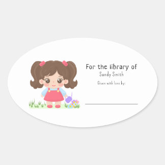 Kleine baby meisje - Voor de bibliotheek van Ovale Sticker