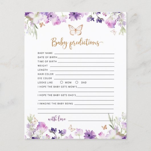 Kleine baby met paarse vlindergouden vlinder (Voorkant)