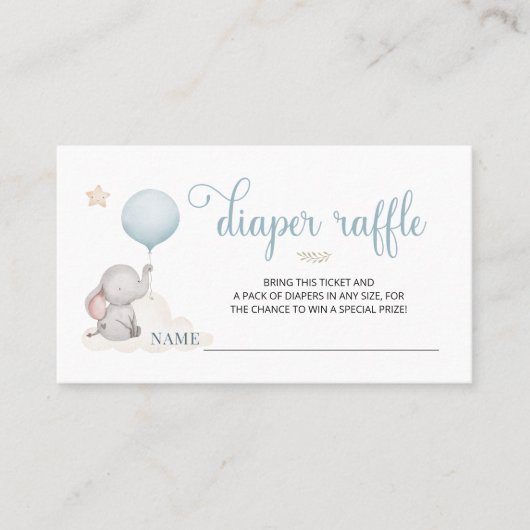 Kleine Baby olifant Baby shower Visitekaartje (Voorkant)