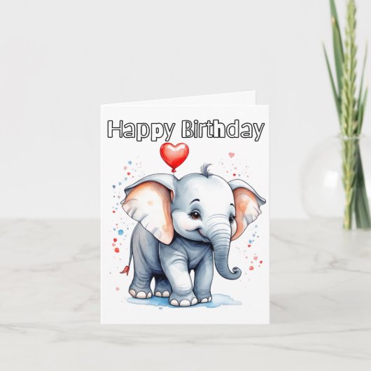 Kleine Baby olifant Happy Birthday Kaart (Voorkant)
