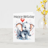 Kleine Baby olifant Happy Birthday Kaart (Gele Bloem)